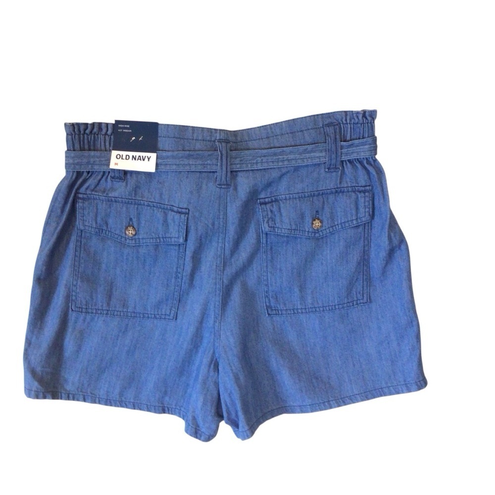 Old Navy Womens High Waisted Chambray Workwear 4.5” Shorts Size Medium - Picture 4 of 6